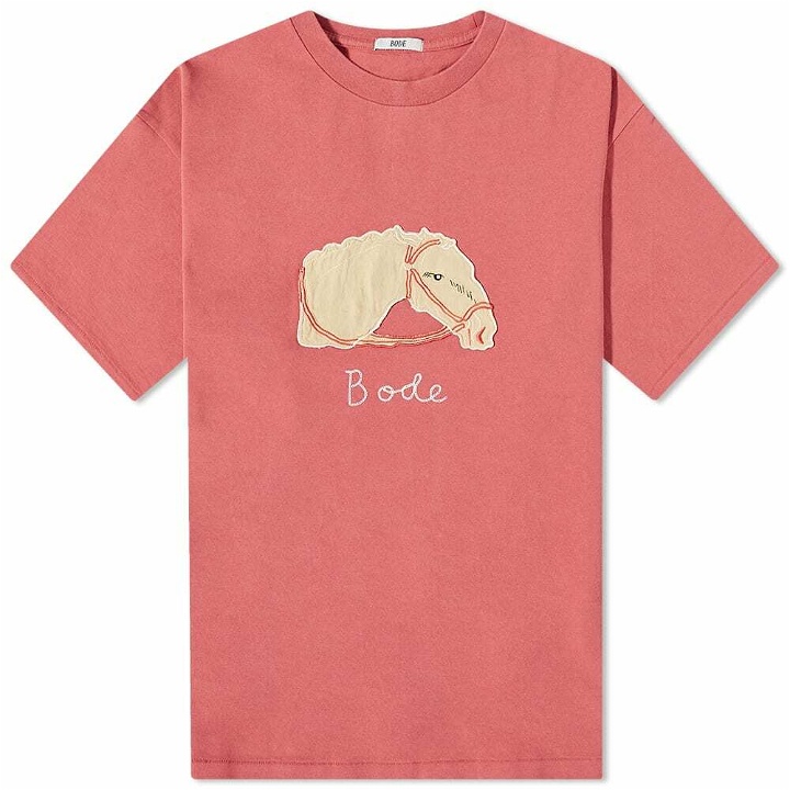 Photo: Bode Men's Pony Applique T-Shirt in Pink