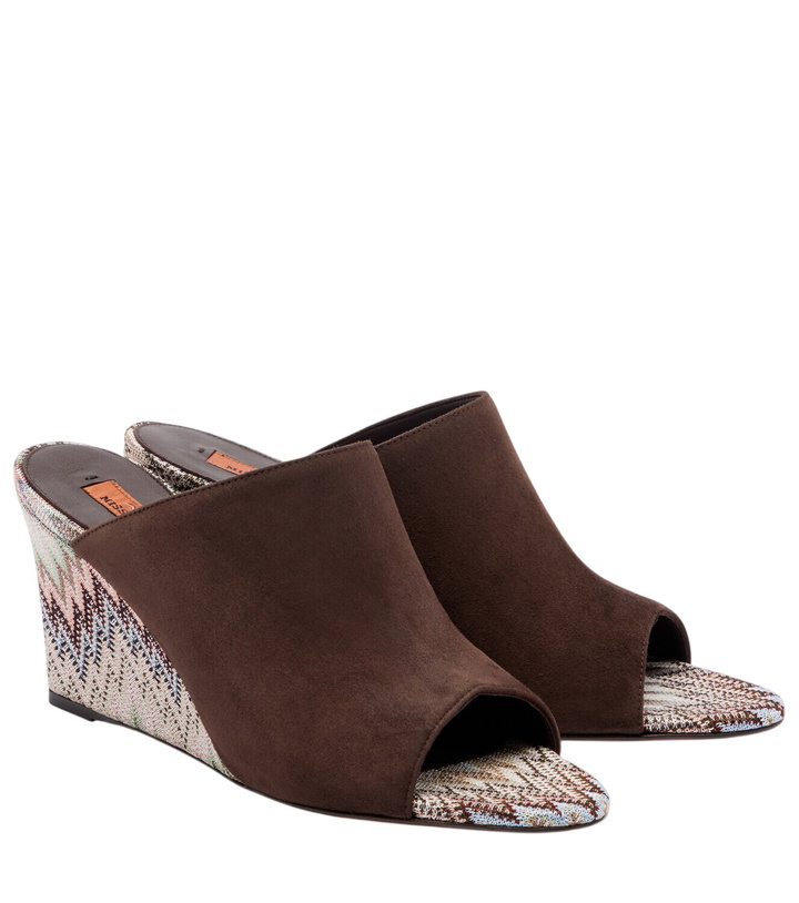 Photo: Missoni Mabel Zigzag suede wedge mules