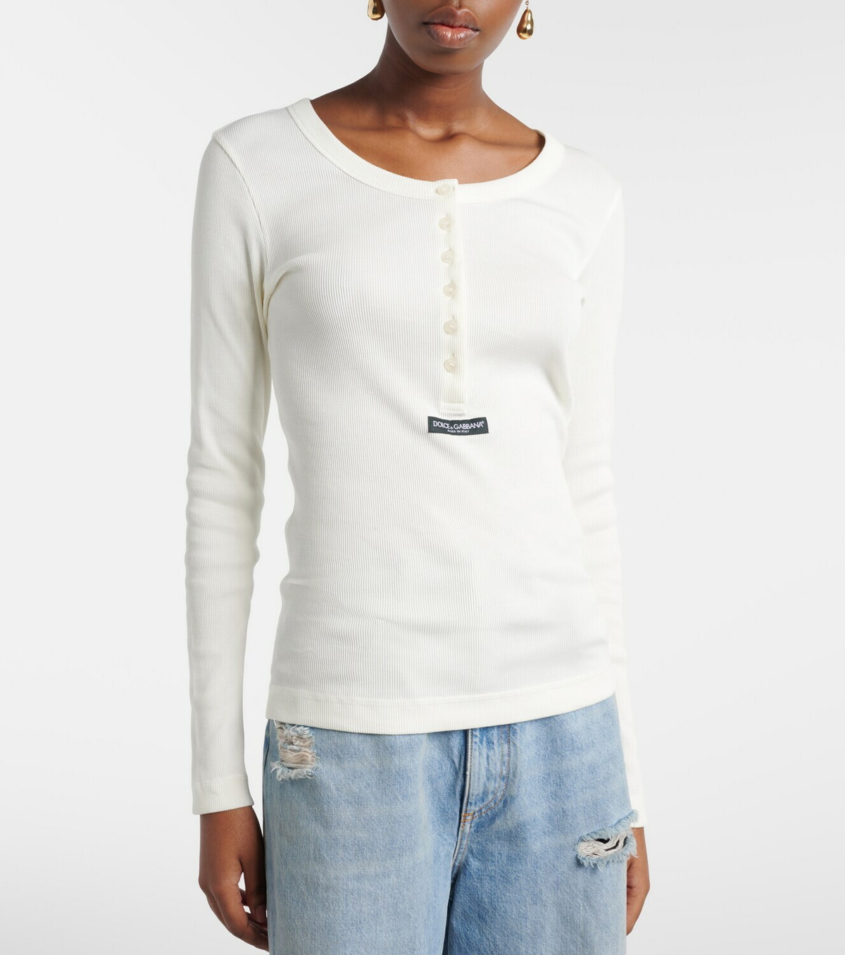 Dolce&Gabbana Ribbed cotton Henley shirt