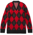 Alexander McQueen - Oversized Argyle Wool-Blend Sweater - Men - Red