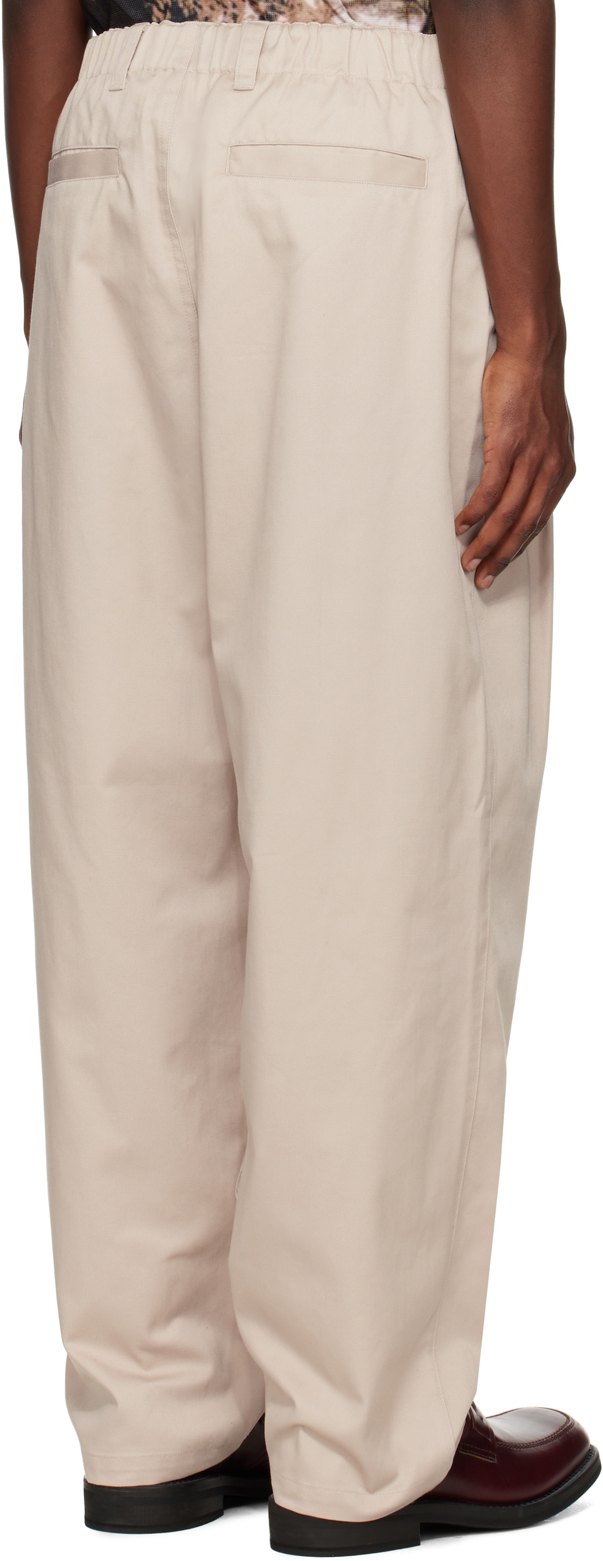 Metalwood Studio Beige Elastic Waist Baggy Trousers