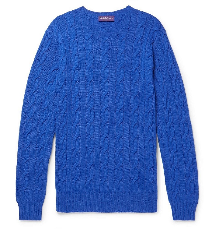 Photo: Ralph Lauren Purple Label - Slim-Fit Cable-Knit Cashmere Sweater - Men - Royal blue