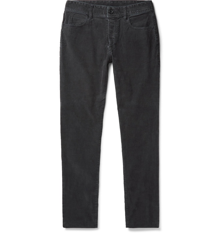 Photo: James Perse - Slim-Fit Stretch-Cotton Corduroy Trousers - Gray
