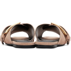 BALMAIN Beige Flat Suede Leather Anthem Mule Sandals