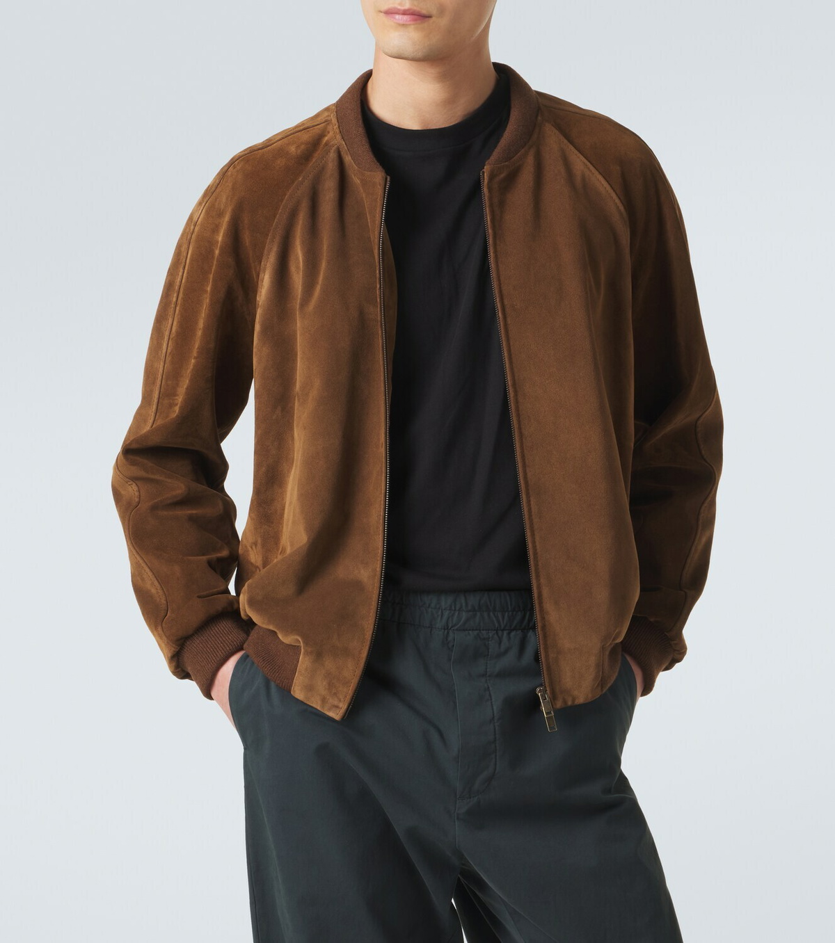 The Row Ramiro suede bomber jacket