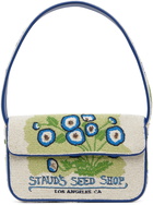 Staud Off-White & Blue Tommy Beaded Bag