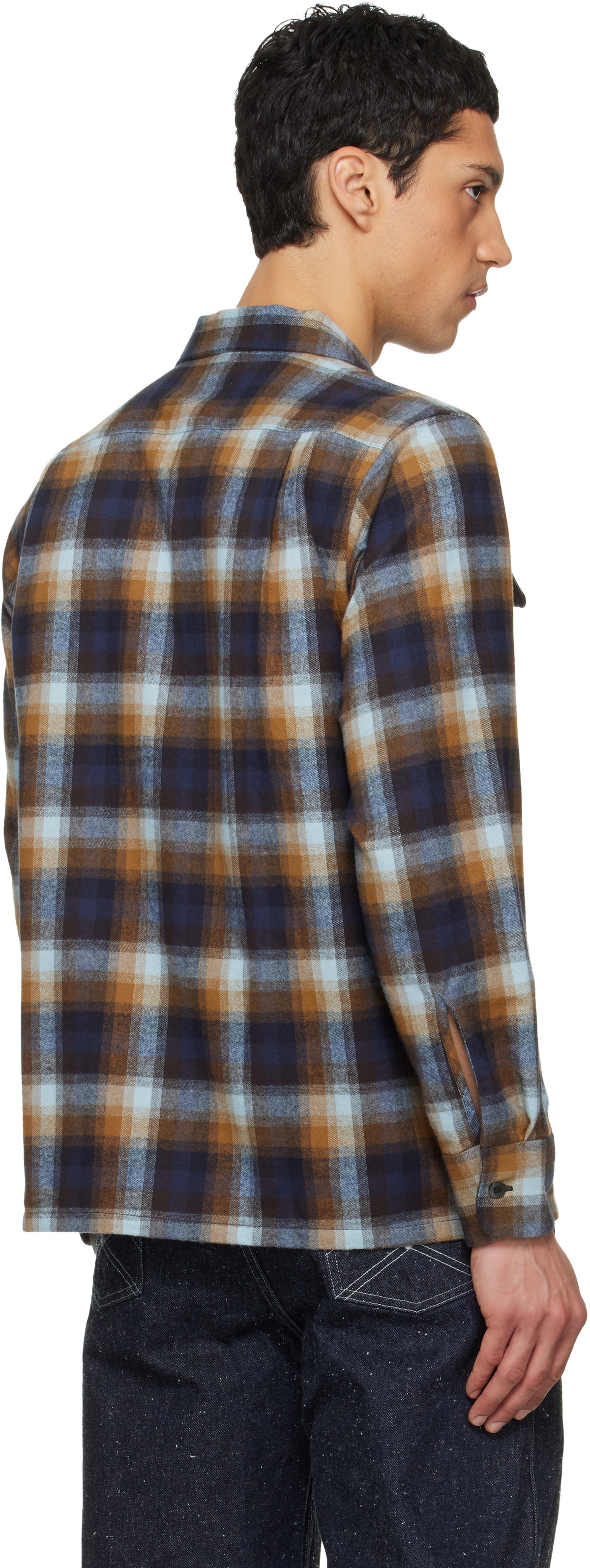 South2 West8 Navy & Brown 6 Pocket Shirt