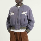 Story mfg. Men's Hand Applique Seed Bomber Jacket in Purple Peace