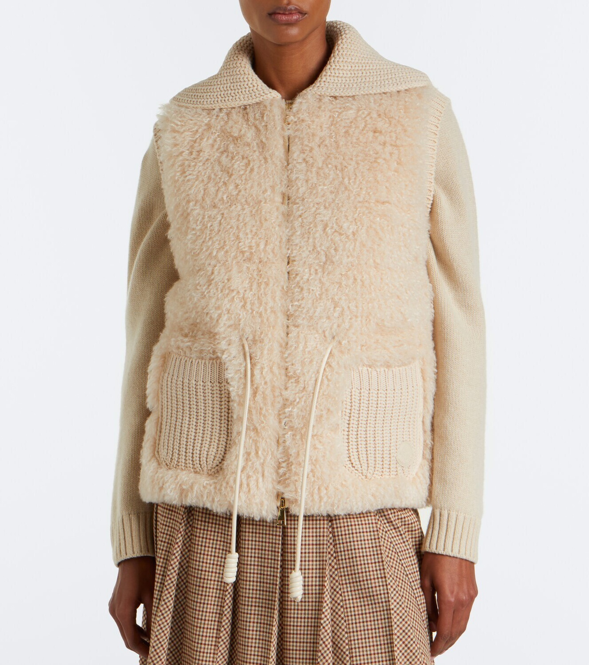 Moncler Shearling and cashmere down vest