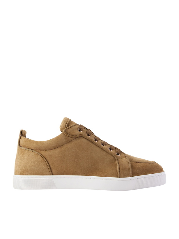 Photo: Christian Louboutin - Rantulow Orlato Grosgrain-Trimmed Suede Sneakers - Brown