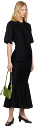 AMI Paris Black Godet Maxi Dress