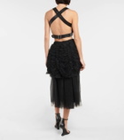 Noir Kei Ninomiya Leather-trimmed teddy fleece bustier