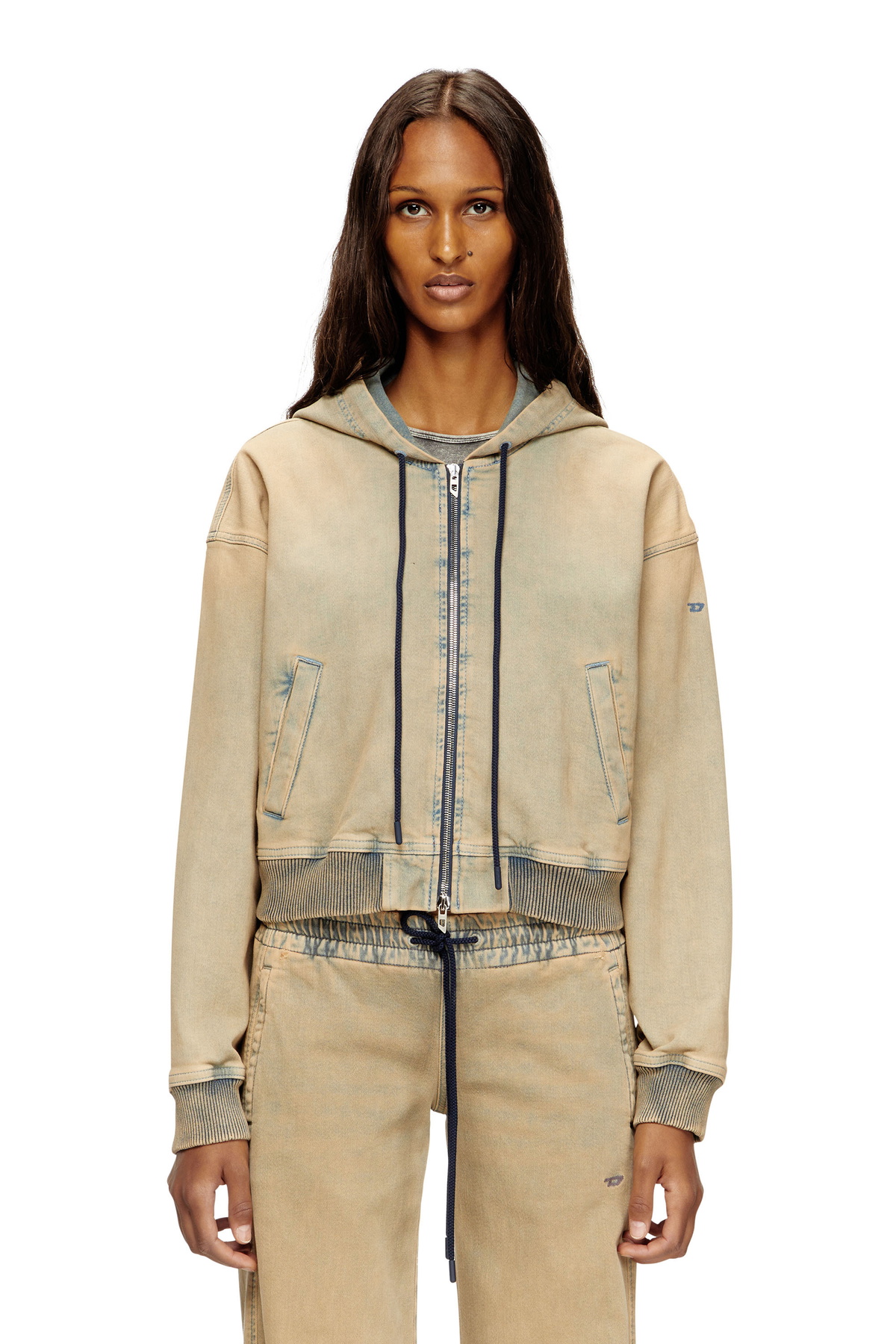 【関税込み】Diesel ブルー T-Clauzi-H2 長袖トップス Diesel - T-Clauzi Zip Front Top in Blue Diesel