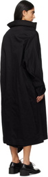 Y's Black Cotton Twill Long Cape Coat