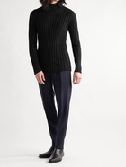 Séfr - Jay Ribbed Merino Wool-Blend Mock-Neck Sweater - Black