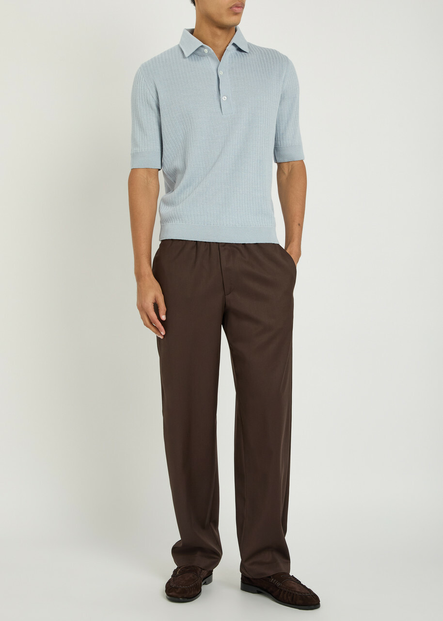 Lardini Tapered-leg Cotton Trousers Brown