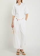 Stella Mccartney Embellished-chain Balloon-leg Cotton Trousers White
