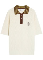 DRÔLE DE Monsieur Drole Maille Ajouré D Miroir Cotton Polo Shirt Off White