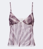 Bananhot Solay sheer lace-trimmed printed top