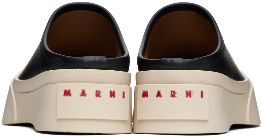 Marni Black Leather Pablo Sabot Slippers