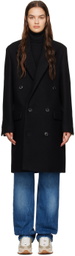 AMI Alexandre Mattiussi Black Double-Breasted Coat