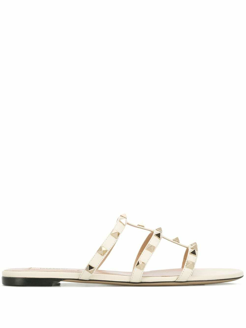 VALENTINO GARAVANI - Rockstud Leather Flat Sandals Valentino Garavani