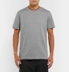 Moncler - Webbing-Trimmed Mélange Cotton-Jersey T-Shirt - Men - Gray