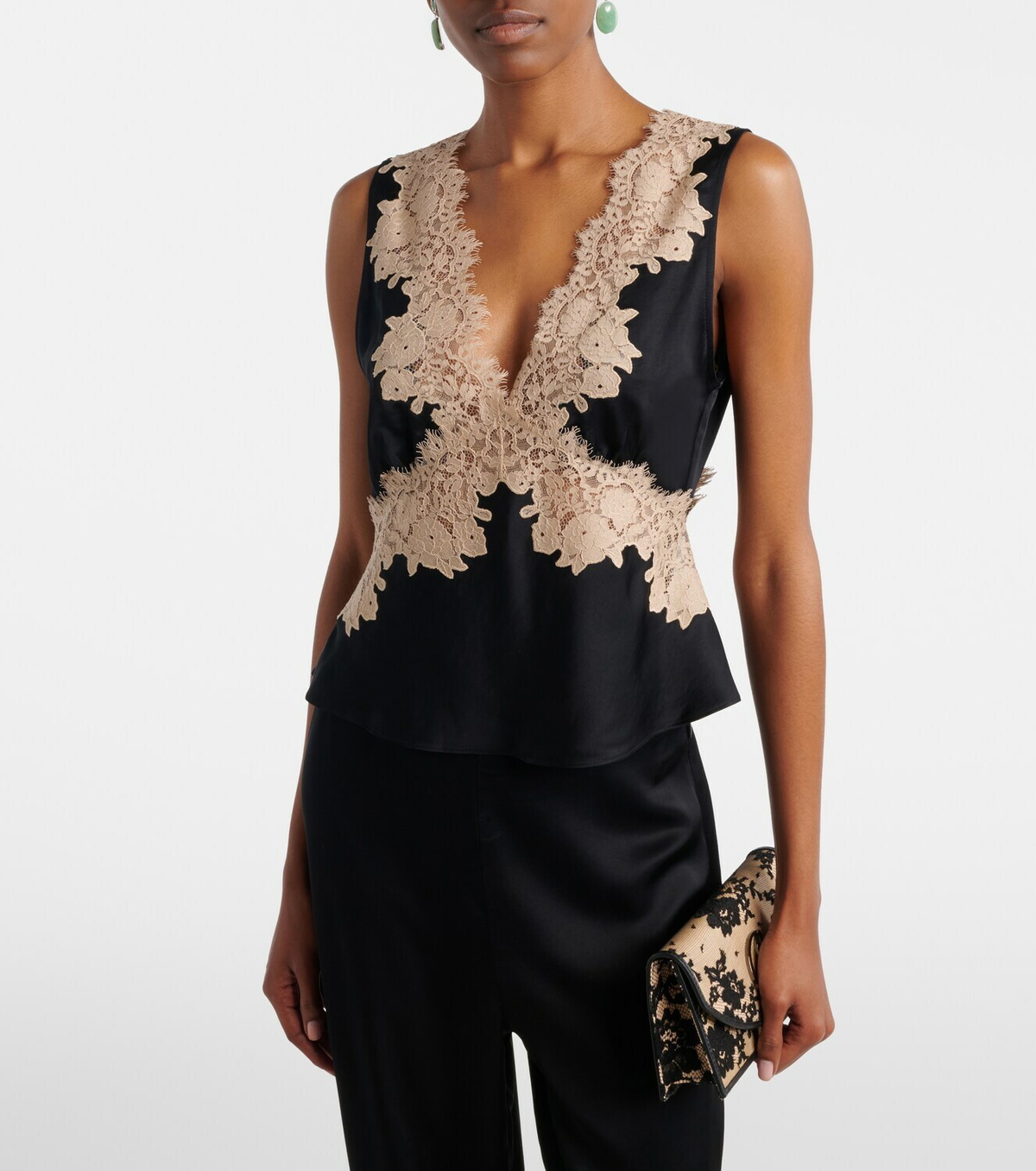 Rixo Emmie lace-trimmed satin top
