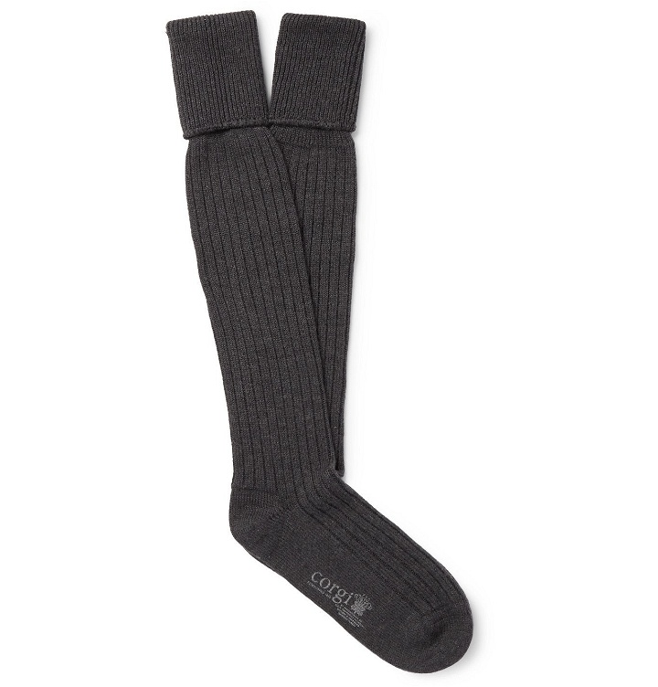 Photo: Kingsman - Ribbed Wool and Cotton-Blend Socks - Gray