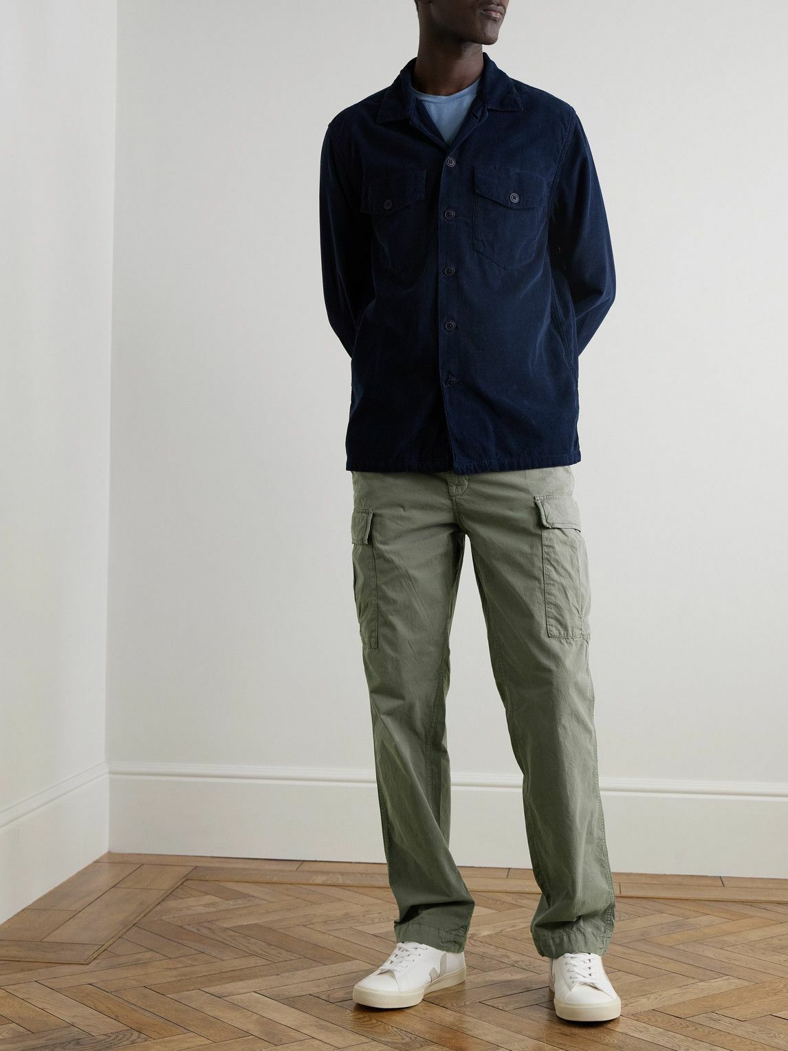 Hartford - Tapered Cotton-Drill Cargo Trousers - Green