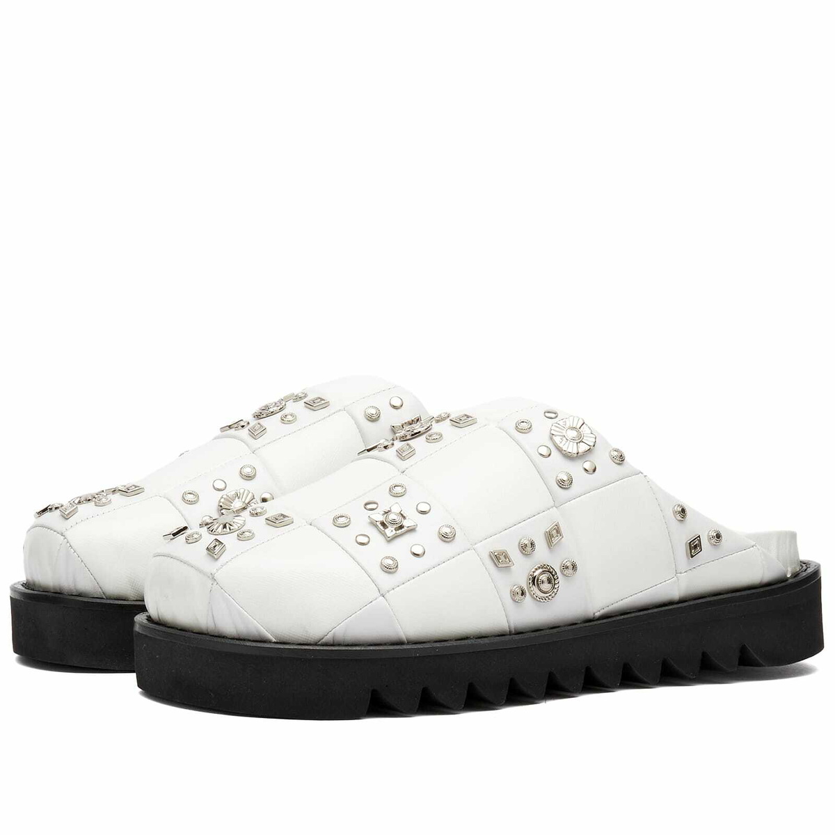 TOGA Women's Grid Stud Slip On Mule Shoes in White Toga Pulla