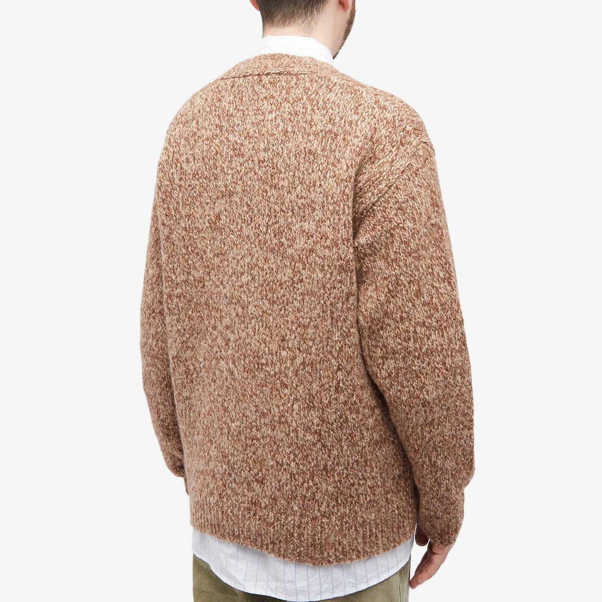 Dries Van Noten Men's Mounia Marl Cardigan in Brown Dries Van Noten