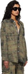 R13 Green & Navy Drop Neck Work Shirt