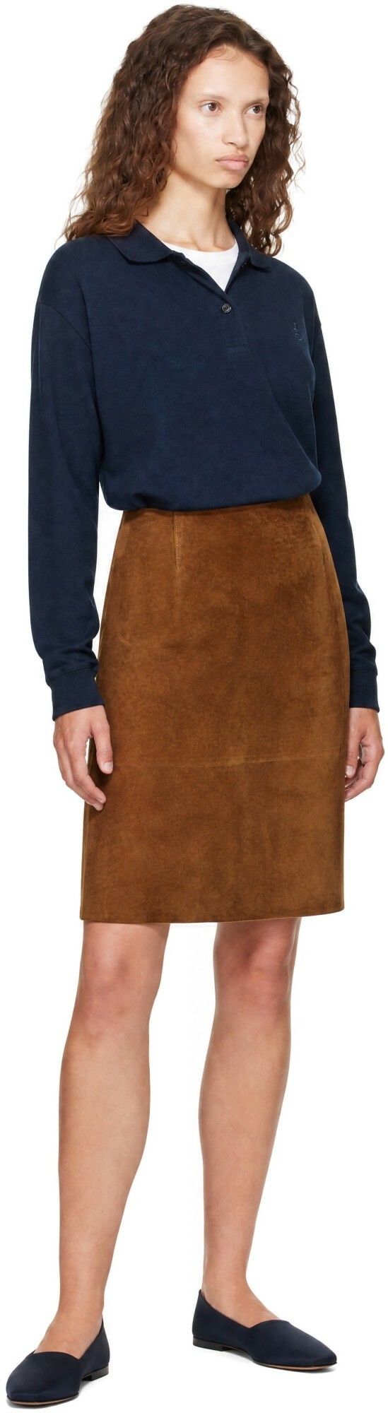 Jil Sander Brown Suede Midi Skirt