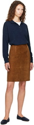 Jil Sander Brown Suede Midi Skirt