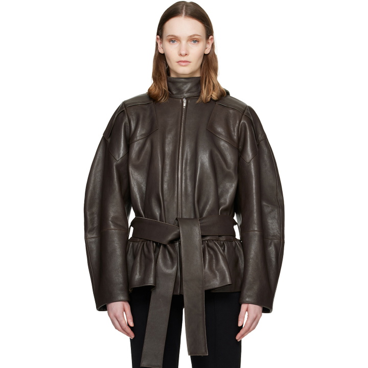 Photo: FIDAN NOVRUZOVA Khaki Julia Leather Jacket