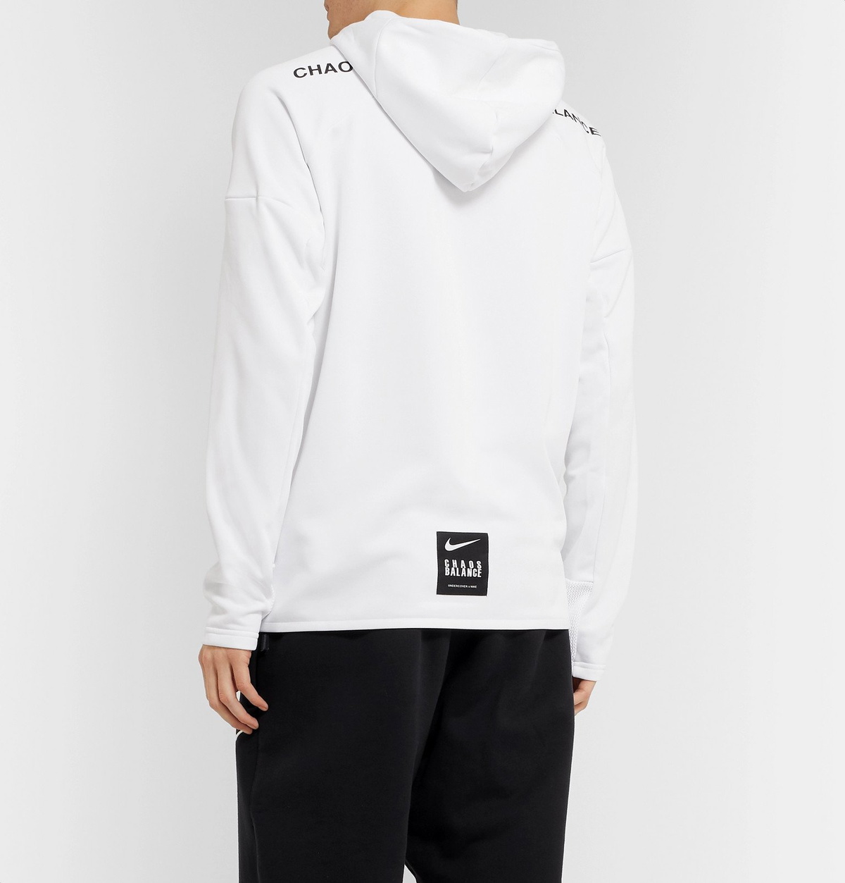 Nike - Undercover Logo-Print Mesh-Panelled Jersey Hoodie - White