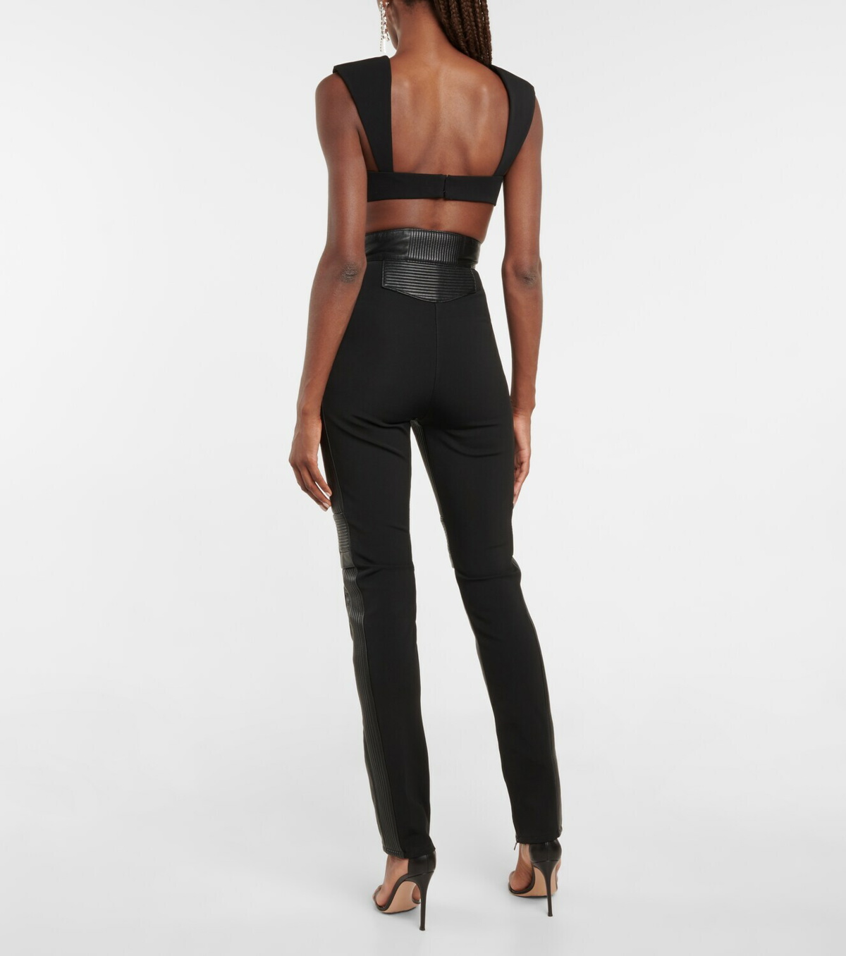 Lace-up cotton jersey flared pants in black - David Koma