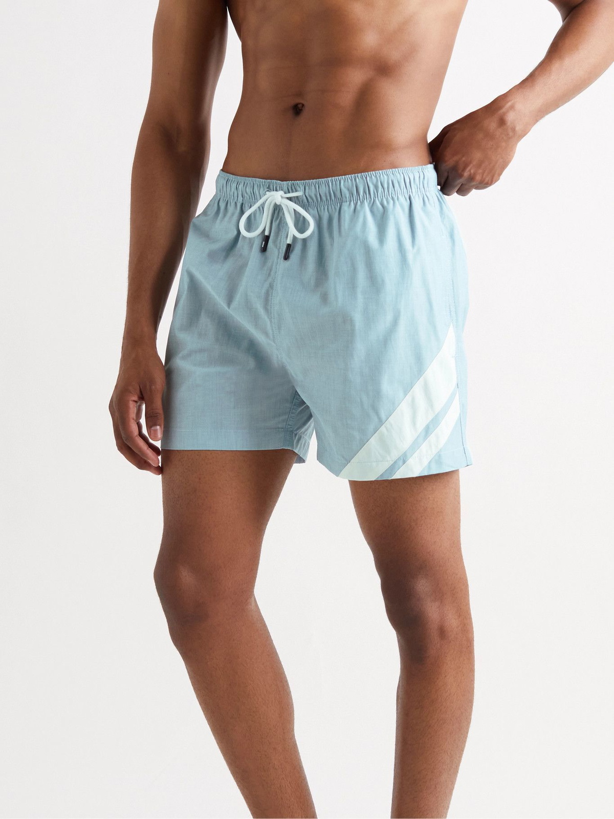 Solid & Striped - The Classic Mid-Length Striped Swim Shorts - Blue