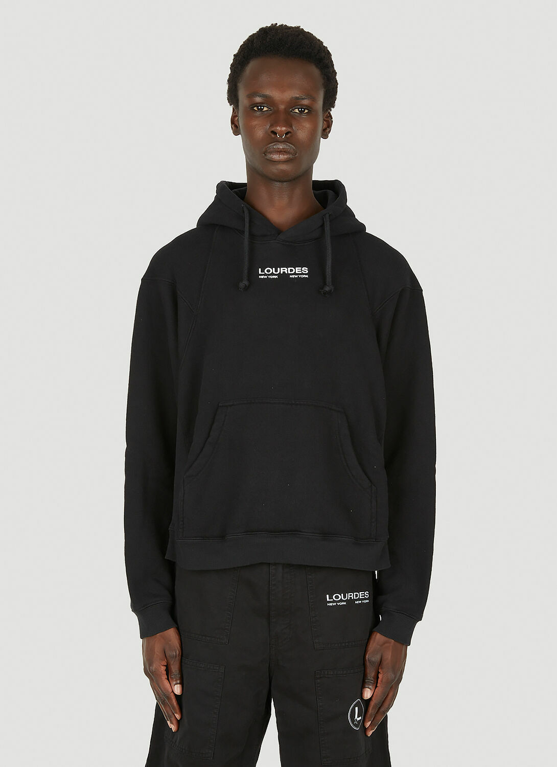 Lourdes Logo Print Basic Hooded Sweatshirt
