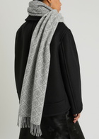 Tory Burch Logo-monogrammed Wool-blend Scarf - Grey - One Size
