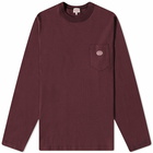 Armor-Lux Men's Long Sleeve Callac Pocket T-Shirt in Dark Burgundy