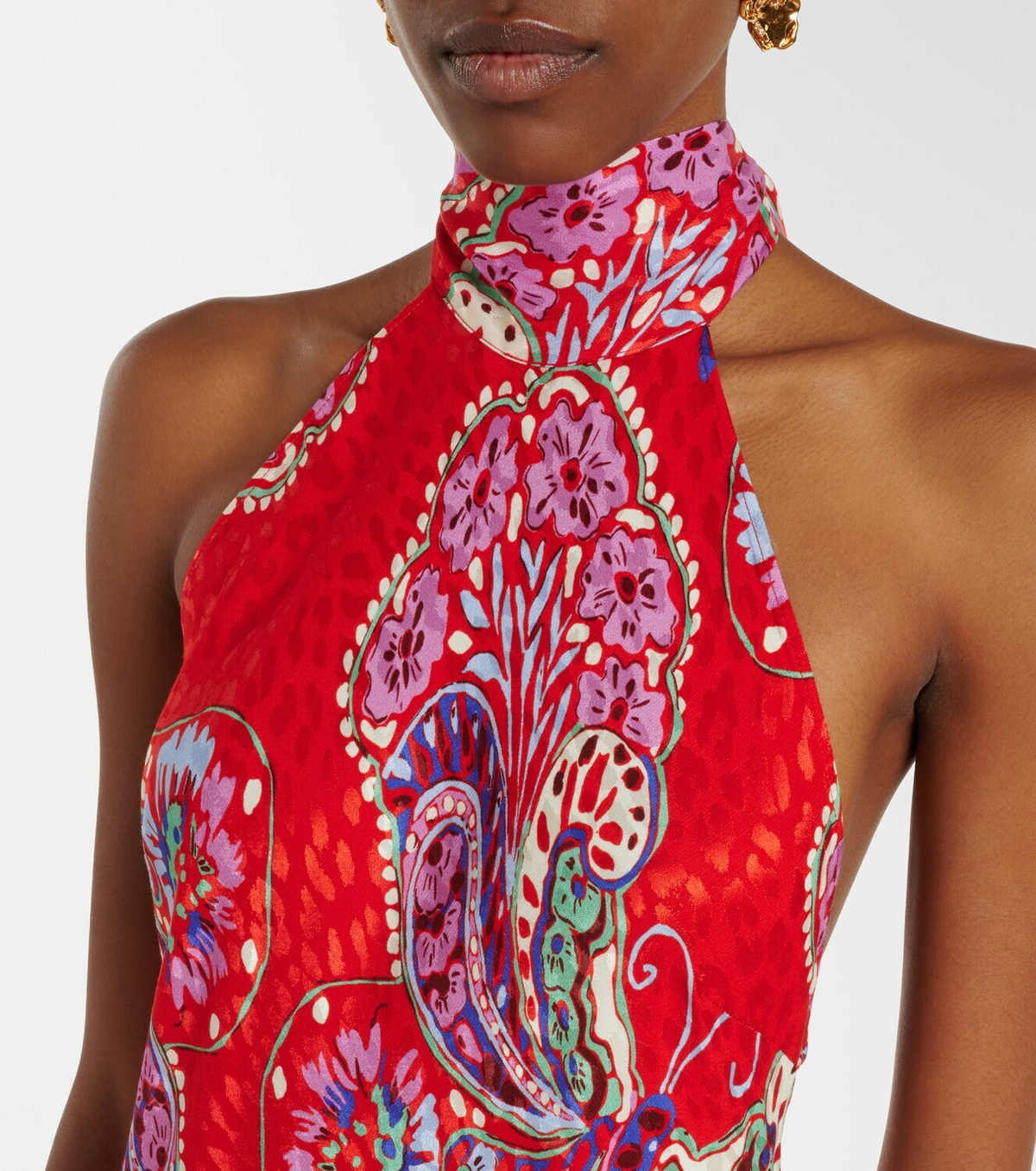 Rixo Maura printed halterneck maxi dress