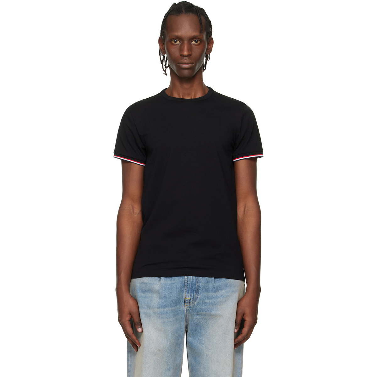 Moncler Black Tricolor-Trimmed Cotton T-shirt