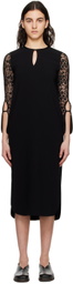 Mame Kurogouchi Black Floral Midi Dress