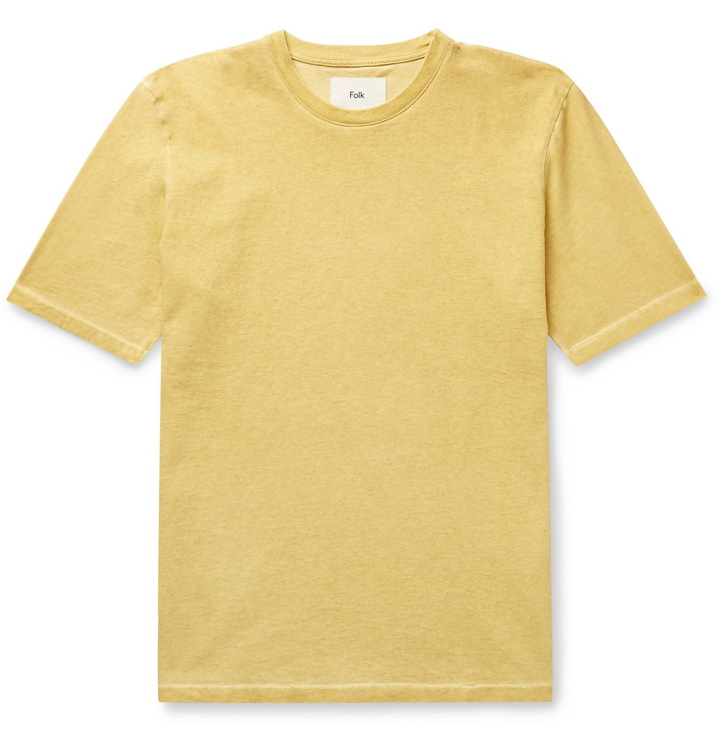 Photo: Folk - Assembly Garment-Dyed Cotton-Jersey T-Shirt - Yellow