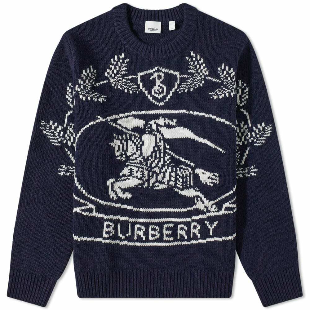 Burberry Men's Alton EKD Crew Knit in Dark Charcoal Blue Burberry