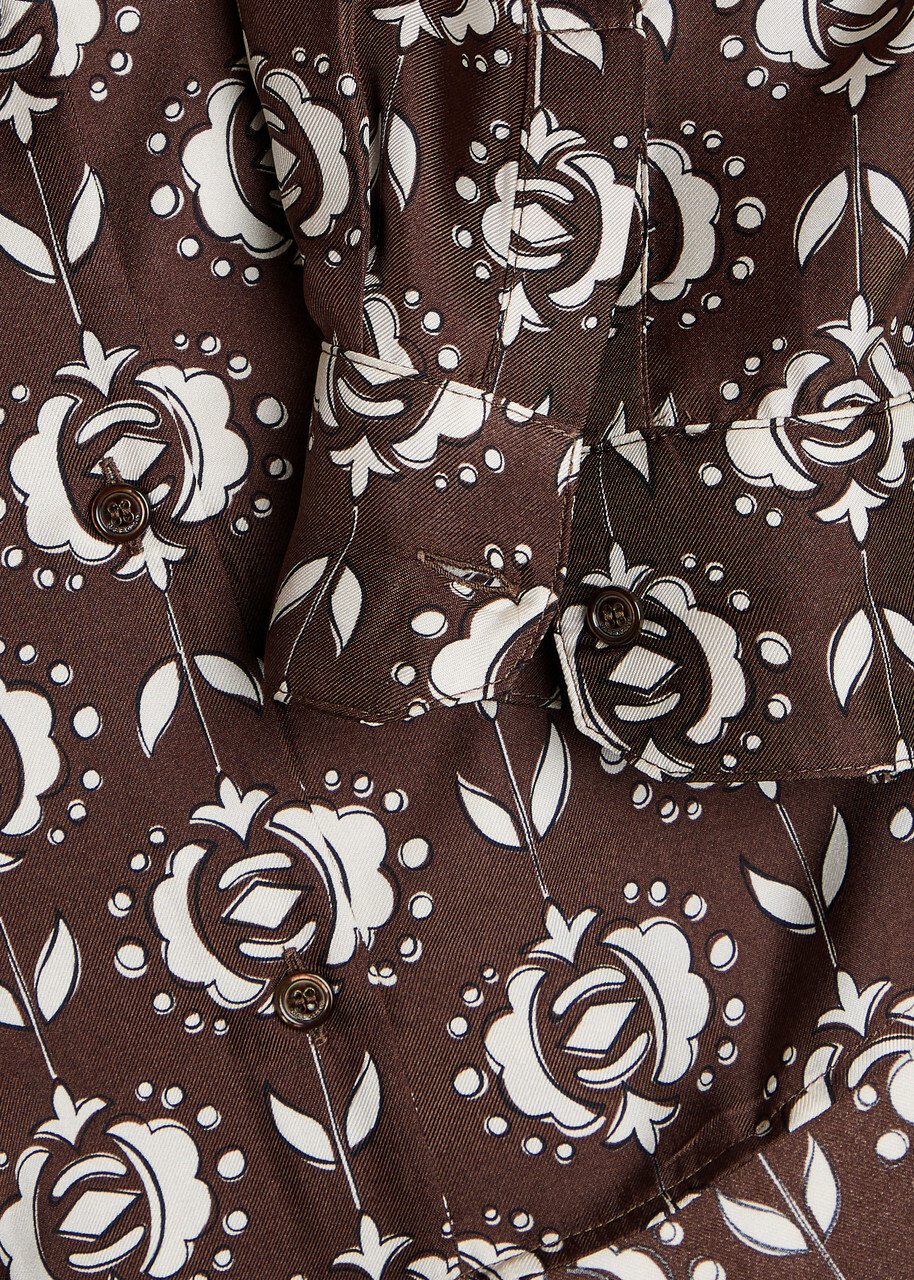 Max Mara Oncia Printed Silk Shirt Brown
