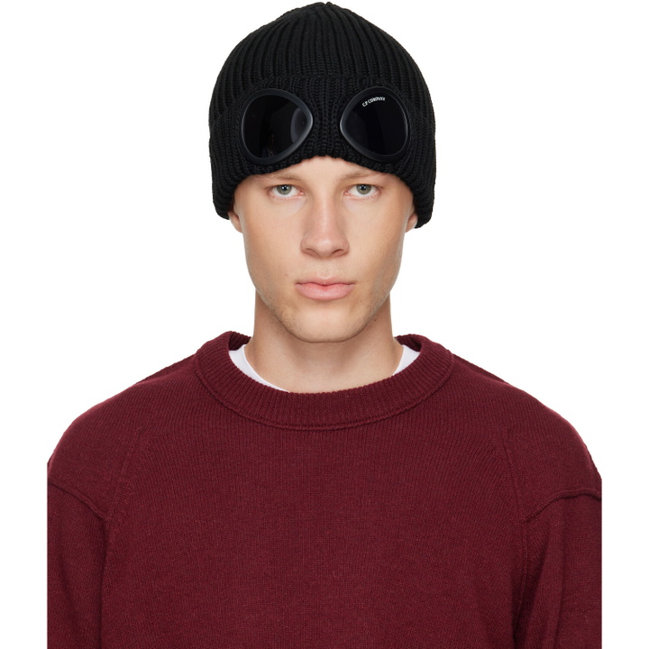 Photo: C.P. Company Black Extrafine Merino Wool Goggle Beanie