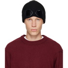 C.P. Company Black Extrafine Merino Wool Goggle Beanie